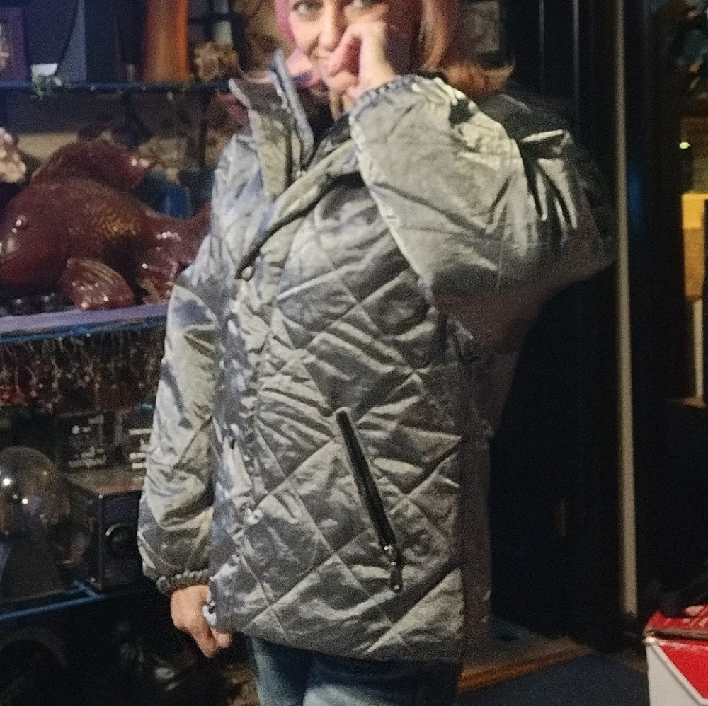 Silver Metallic Warm Winter Jacket - image 8